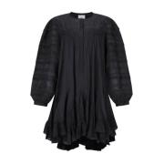 Zwarte Katoenen Jurk met Gerimpelde Rand Isabel Marant , Black , Dames