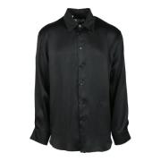 Zijde Blend Shirt Msgm , Black , Heren