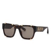 Bruine Acetaat Zonnebril Gerookte Stijl Philipp Plein , Brown , Heren