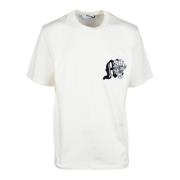 Katoenen T-shirt met Unieke Stijl Msgm , White , Heren