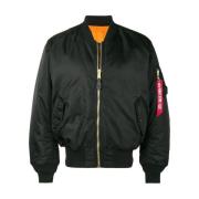 Zwarte Bomberjack met Geribbelde Details Alpha Industries , Black , He...