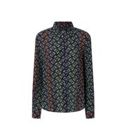 Love Birds Monogram Klassieke Shirt Zwart Pinko , Multicolor , Dames