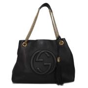 Pre-owned Leather totes Gucci Vintage , Black , Dames