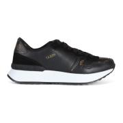 Sneakers van leer en kunstleer met logo plaat Guess , Black , Dames