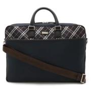 Pre-owned Canvas briefcases Burberry Vintage , Blue , Dames