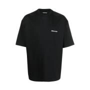 Zwart logo geborduurd T-shirt Balenciaga , Black , Heren