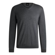 V-hals wollen trui slim fit Hugo Boss , Gray , Heren