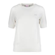 Merino Katoenmix Gebreide Trui Sun68 , White , Dames