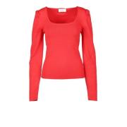 Elegante Viscose Polyester Gebreide Top MeiMeiJ , Red , Dames