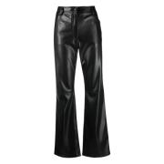 Casual Zwarte Faux Leren Broek Msgm , Black , Dames