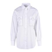 Katoen Elastaan Shirt Love Moschino , White , Dames