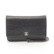 Pre-owned Leather wallets Chanel Vintage , Black , Dames