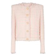 Rose Beige Tweed Jacket Balmain , Pink , Dames