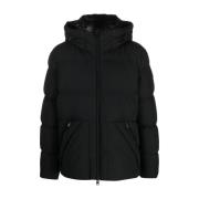 Zwarte Gewatteerde Donsjas met Logo Woolrich , Black , Heren