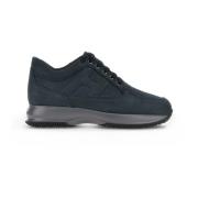 Blauwe Interactieve Sneakers Suède Stiksels Hogan , Blue , Heren