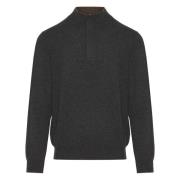 Luxe Half-Zip Gebreide Trui Gran Sasso , Gray , Heren