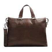 Bruine leren tas met handgrepen Kazar , Brown , Heren