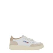 Witte lage sneaker met beige suède Autry , White , Dames