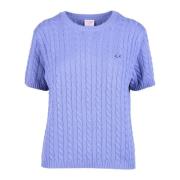 Merino Viscose Cashmere Gebreide Trui Sun68 , Purple , Dames