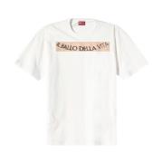 Wit Slogan Print Ronde Hals T-shirt Diesel , Beige , Heren