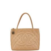 Pre-owned Leather chanel-bags Chanel Vintage , Beige , Dames