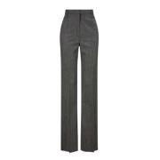 Grijze Wolflanel Straight-Cut Broek Max Mara , Gray , Dames