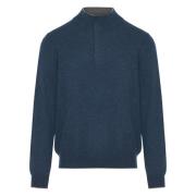 Luxe Half-Zip Gebreide Trui Gran Sasso , Blue , Heren