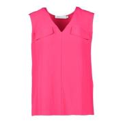 Satijnblend Mouwloze Top Simona Corsellini , Pink , Dames