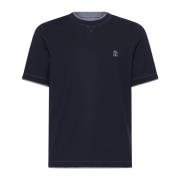 Blauwe T-shirts en Polos Brunello Cucinelli , Blue , Heren