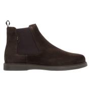 Heren Donkerbruine Chelsea Boots gemaakt van Echt Italiaans Velours me...