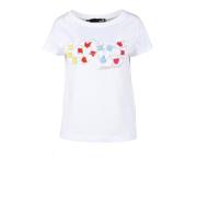 Katoen Spandex T-shirt Love Moschino , White , Dames