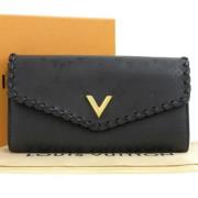 Pre-owned Leather wallets Louis Vuitton Vintage , Black , Dames