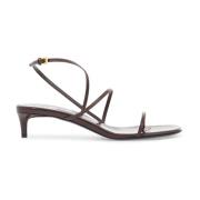 Glanzende Leren Loop Sandalen Khaite , Brown , Dames