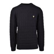 Katoen Wolmix Gebreide Trui Lyle & Scott , Black , Heren