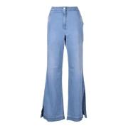 Stijlvolle katoenmix linnen broek Love Moschino , Blue , Dames