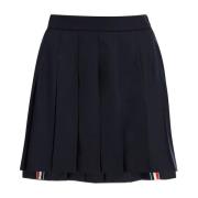 Geplooide Wollen Mini Rok Thom Browne , Blue , Dames