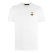 Geribbelde ronde hals katoenen T-shirt Dolce & Gabbana , White , Heren