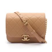 Pre-owned Leather chanel-bags Chanel Vintage , Beige , Dames