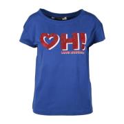 Blauw Katoenen T-Shirt, Love Moschino Collectie Love Moschino , Blue ,...