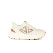 Leren Sneakers met Contrast Inzetstukken Emanuelle Vee , White , Dames