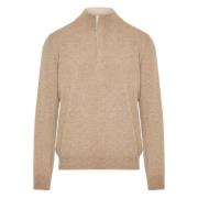 Luxe Half-Zip Gebreide Trui Gran Sasso , Beige , Heren