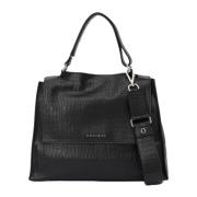 Zwarte leren tas met drie zakken Orciani , Black , Dames