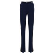 Blauwe Crepe Broek met Logodetail Elisabetta Franchi , Blue , Dames