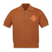 Gebreide polo met logopatch MCM , Brown , Heren