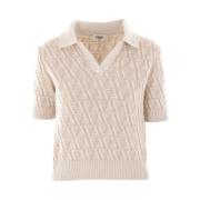 Diagonaal FF Patroon Beige Sweater Fendi , Beige , Dames