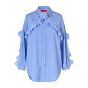 Bloemen Oversized Shirt met Ruchedetails Cras , Blue , Dames