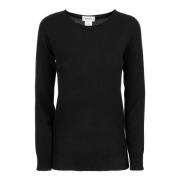 Zwarte Wol Kasjmier Crew Neck Sweater Kangra , Black , Dames