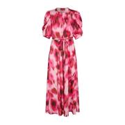 Bloemen Maxi Jurk met Pofmouwen Cras , Multicolor , Dames