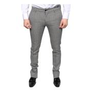 Grijze Tartan Wol Skinny Broek Dolce & Gabbana , Gray , Heren