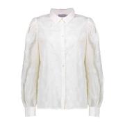 Chenille broderie blouse met pofmouwen Geisha , White , Dames